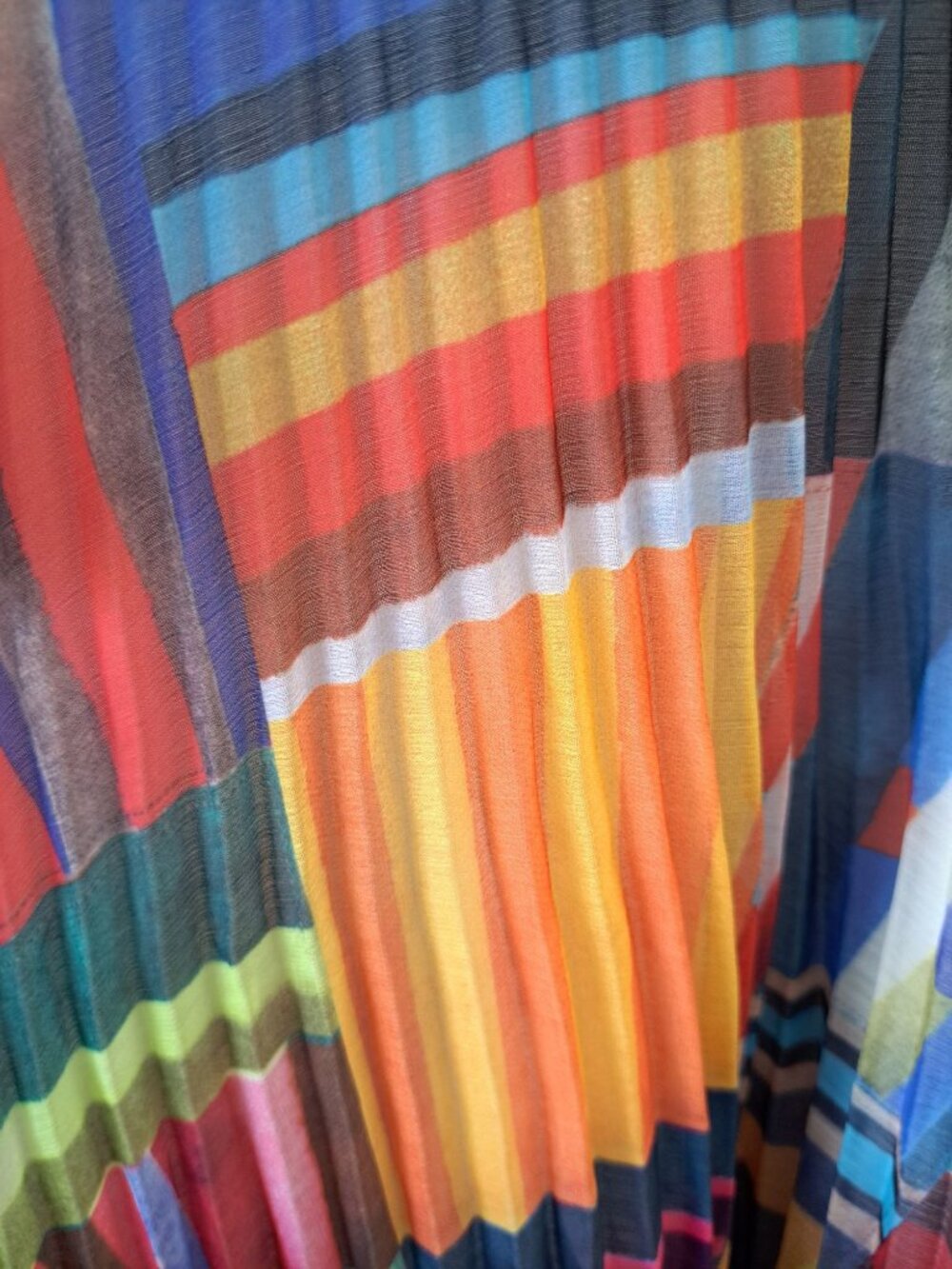 NEW Anthropologie Ranna Gill Pleated Midi Skirt Asymmetrical Hem Rainbow Small - Picture 8 of 16